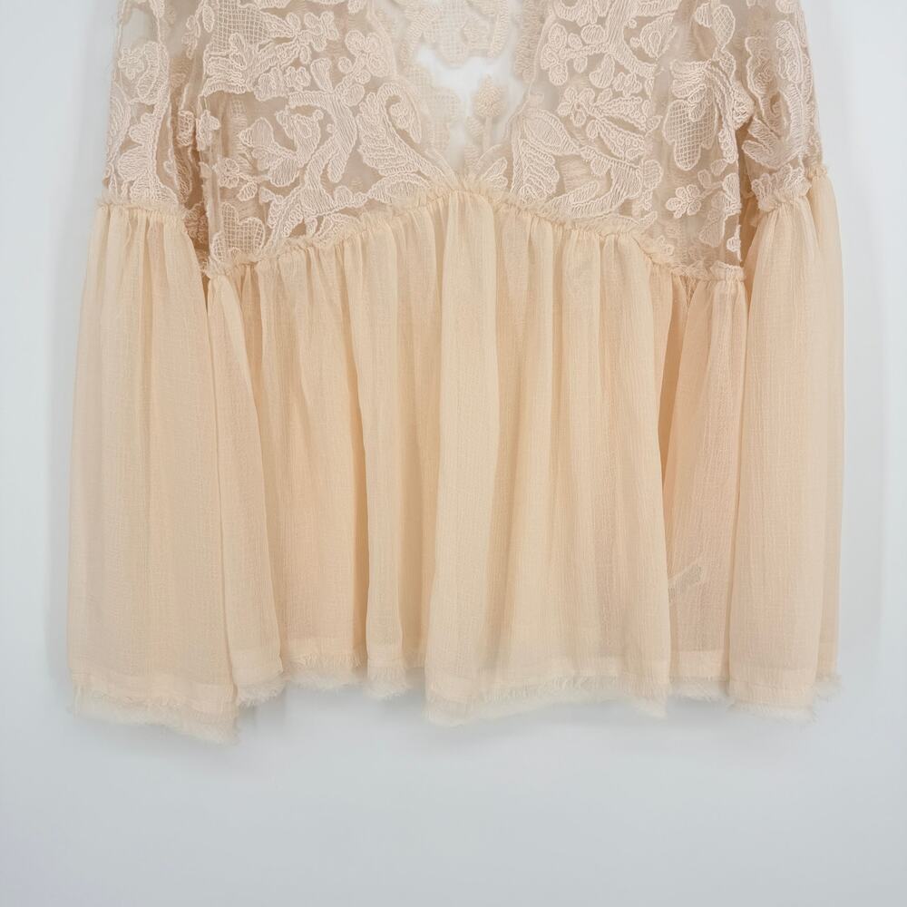 Altar’d State Cream Sheer Rosemary Lace Ethereal Tunic Top Womens Medium - Picture 12 of 13